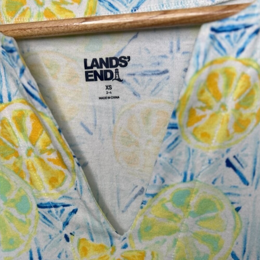 Lands End's Women Cotton Jersey Summer Dress Adorned with Lemons | Sz‎ XS Picnic - Picture 3 of 11